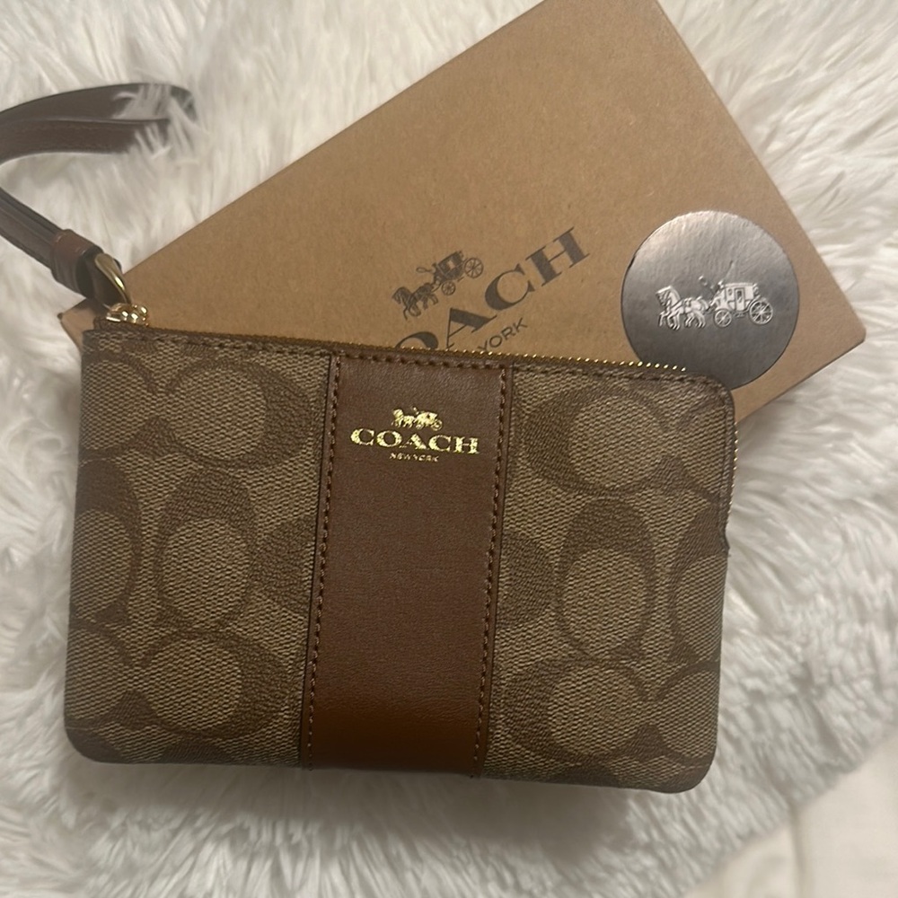 Coach Brown Leather Zip Pouch